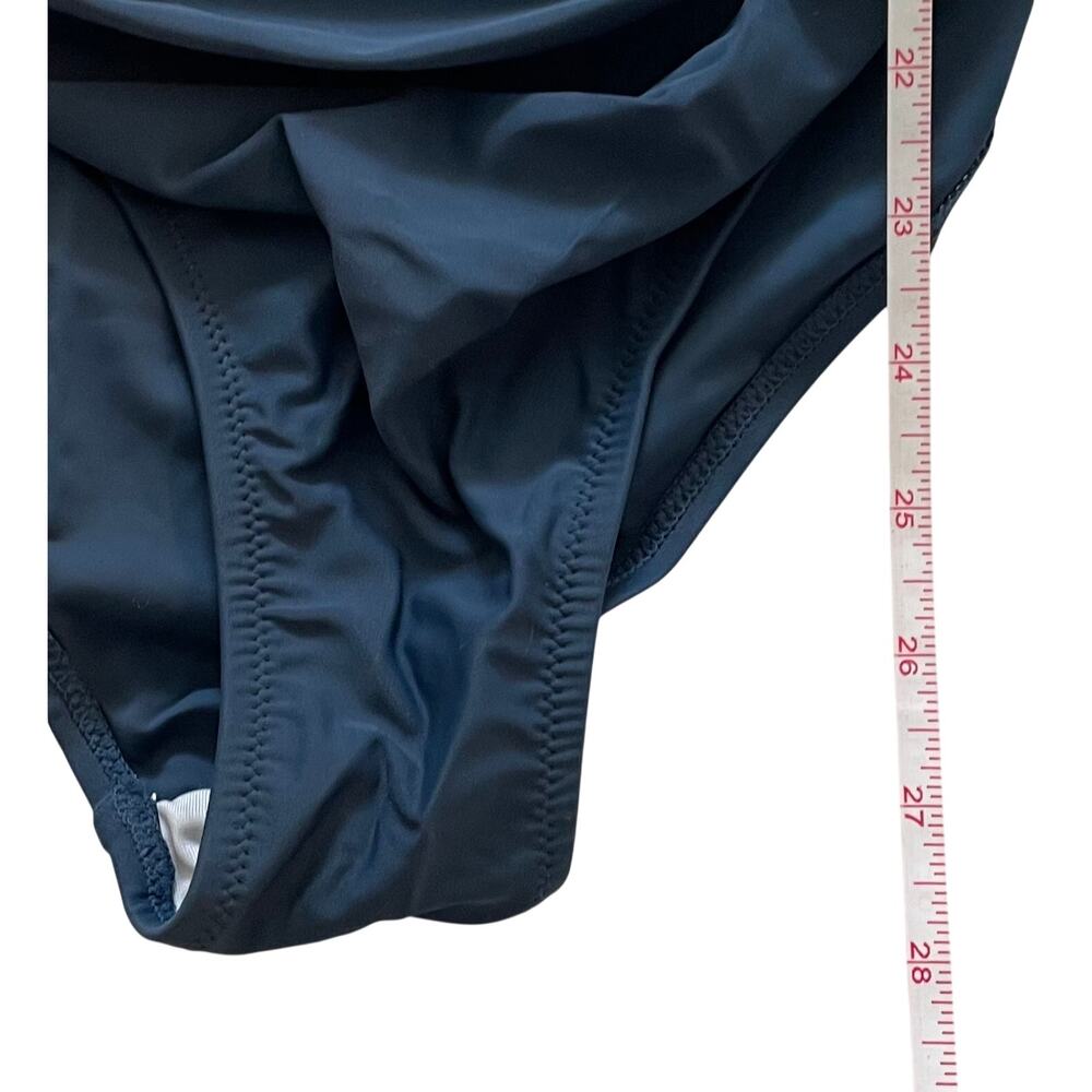 NWT Cupshe Ruffle Dark Blue One Piece Swimsuit, Ruching, Size M - Picture 9 of 9